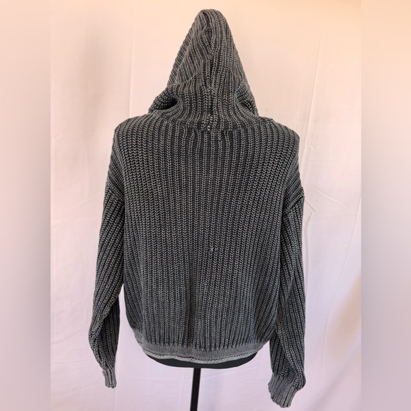Victoria's Secret Pink Grey Ribbed Knit Hooded Sweater - Picture 2 of 10